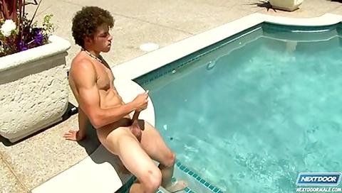 Austin Merrick - Poolside Porn Movie Featuring Curly-haired