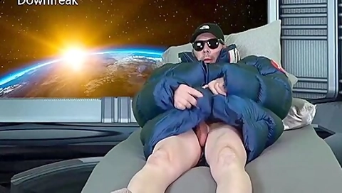 Orbiting Planet Earth 1 - Xumu Giant Coat - Down Jacket Cum Fetish Puffer Humping Solo Masturbation! 16 Min