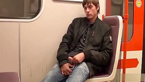 Sleazy teen 18+ Jacking Off In The Subway